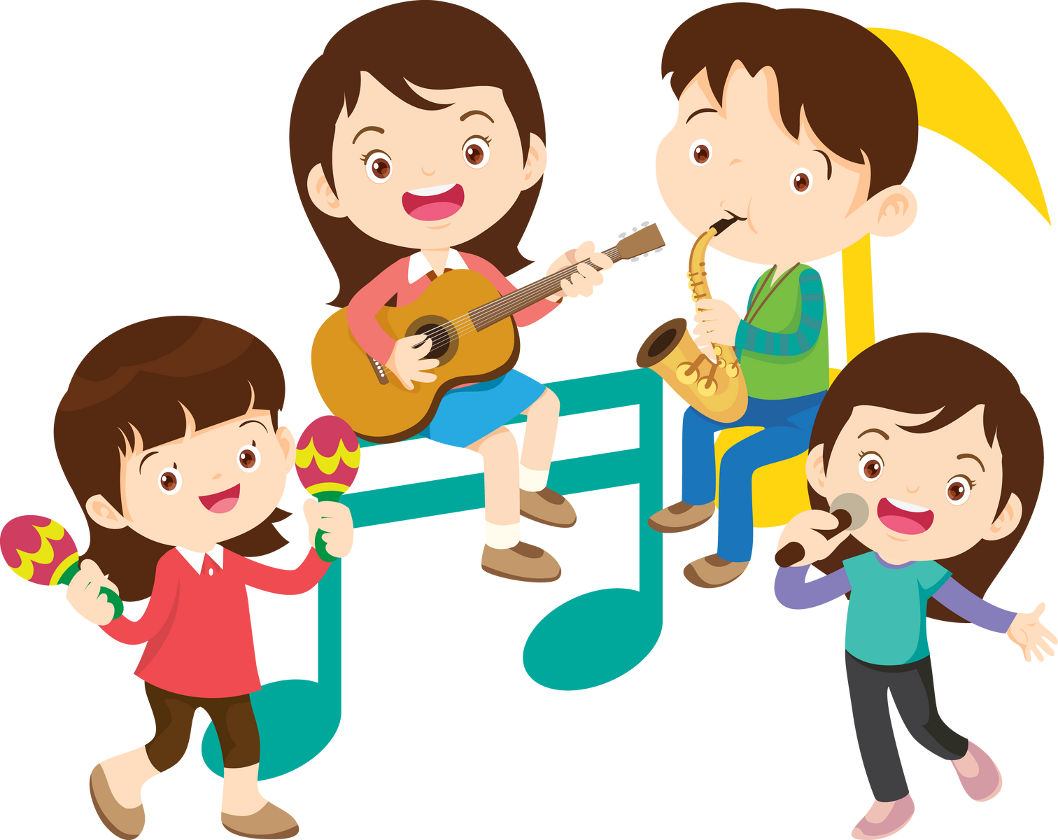Children sing and Playing Musical instruments music kids